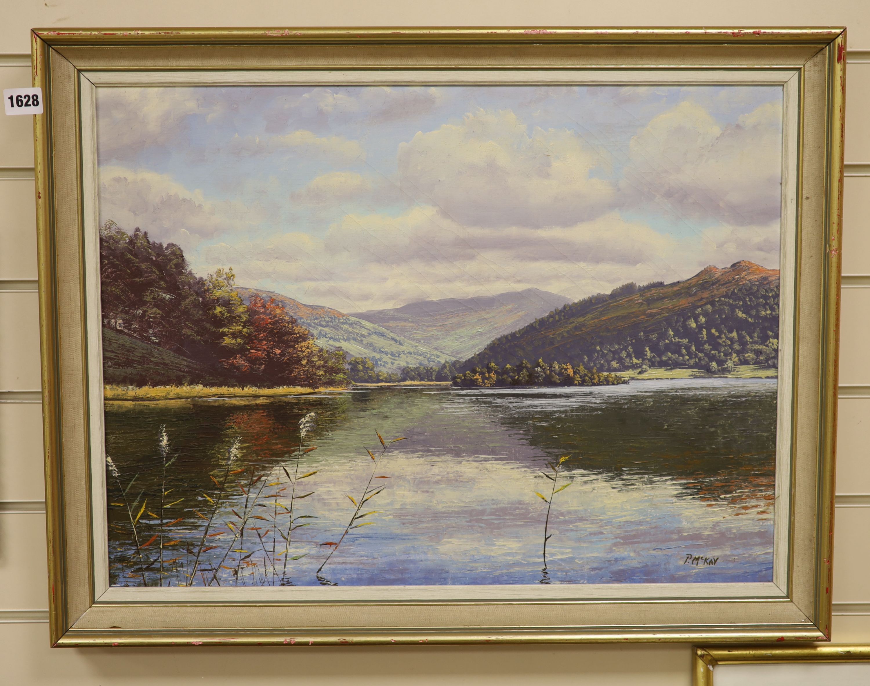 P. McKay, oil on canvas, Rydal Water, signed, 44 x 60cm